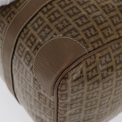 Fendi FENDI Zucchino Canvas Hand Bag PVC 2 Set Brown Authentic ti3754