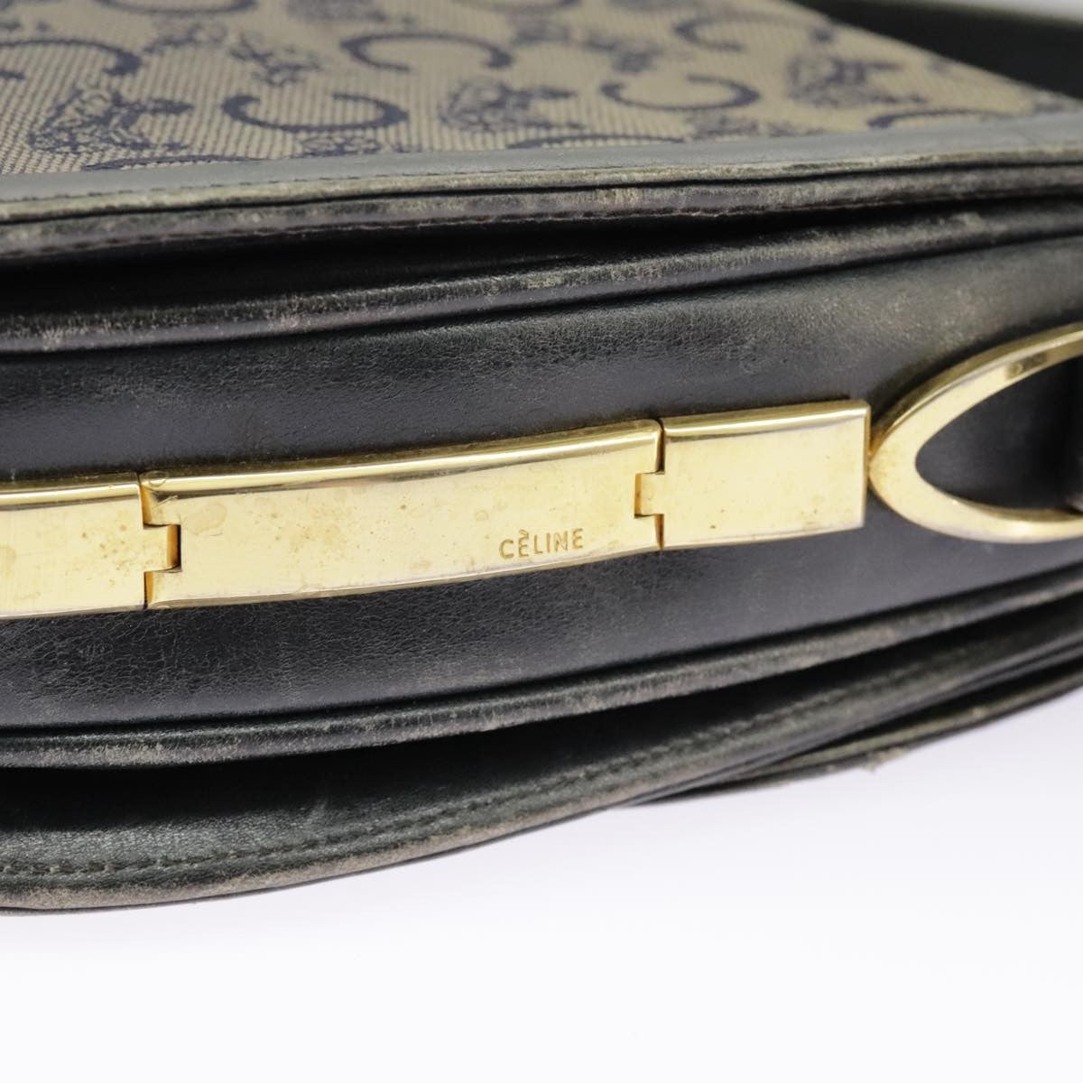 Celine CELINE C Sulky Shoulder Bag Canvas Navy Beige Authentic 100162