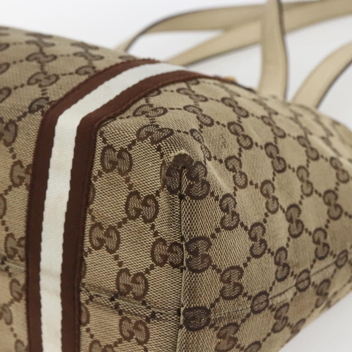 Gucci GUCCI GG Canvas Bamboo Hand Bag Beige Gold 137396 Authentic 164794