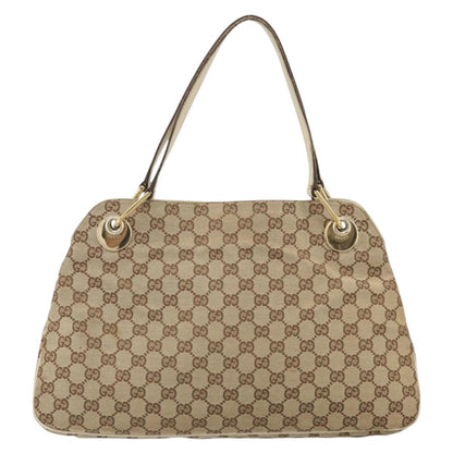 Gucci GUCCI GG Canvas Shoulder Bag Beige Gold 121023 Authentic 162950