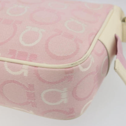 Salvatore Ferragamo Salvatore Ferragamo Gancini Shoulder Bag Canvas Pink Gold Authentic BA12412