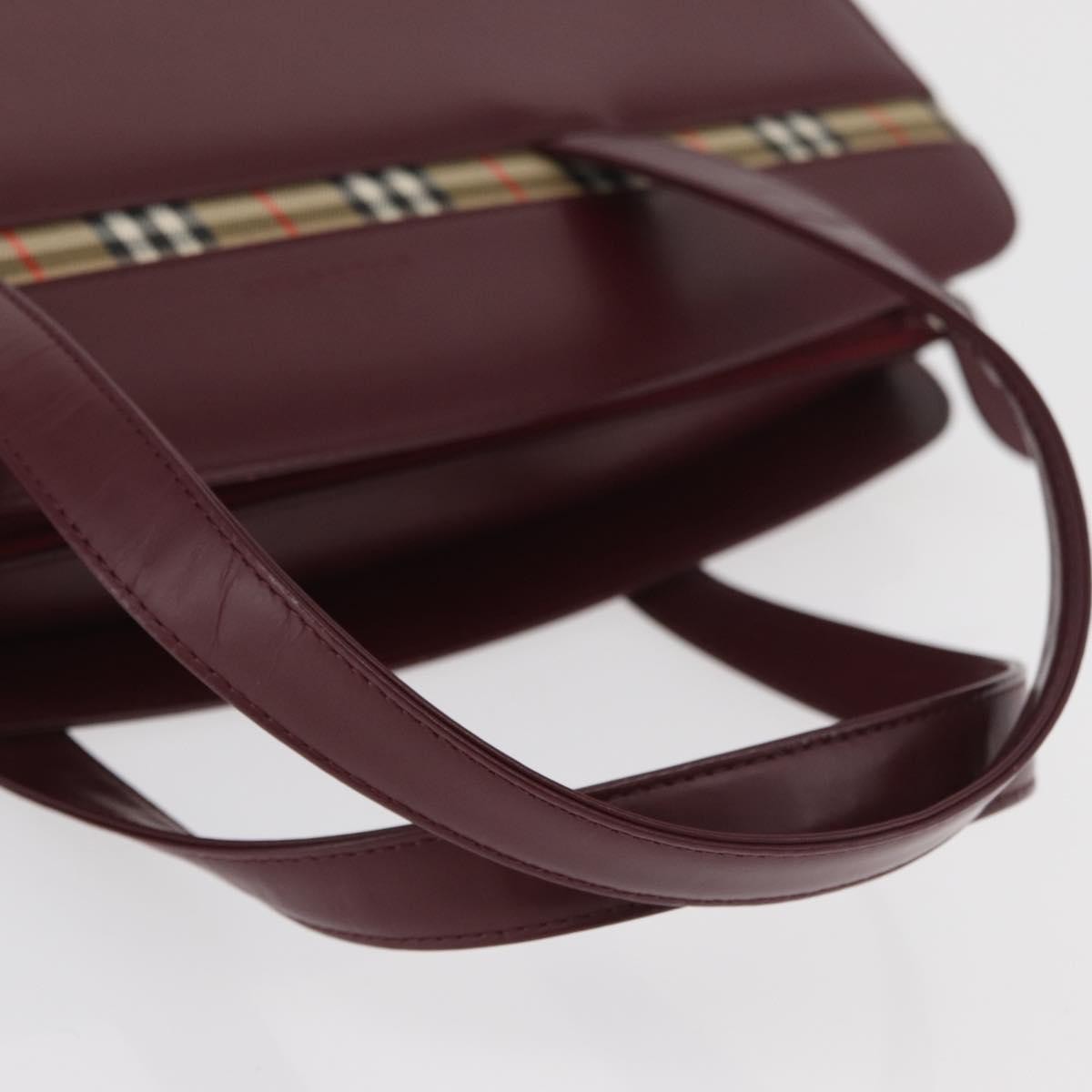 Burberry BURBERRY Hand Bag Leather Bordeaux Silver Authentic 181526