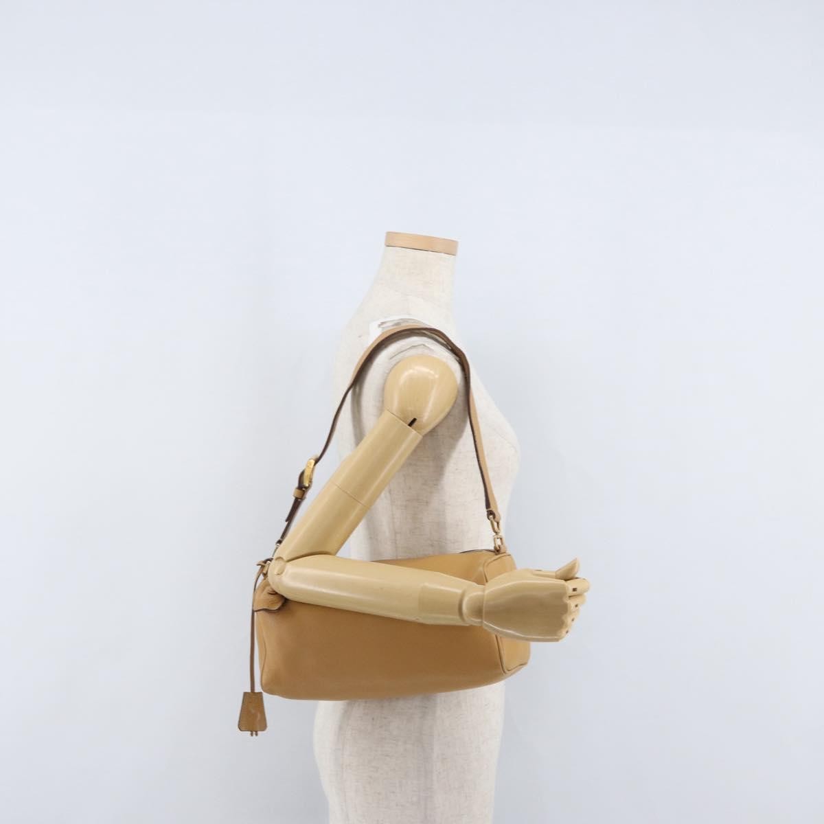 Prada PRADA Shoulder Bag Leather Brown Gold Authentic 172272