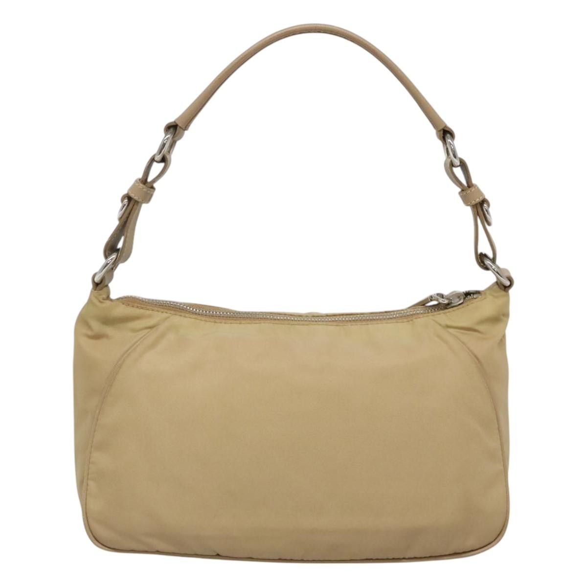 Prada PRADA Shoulder Bag Nylon Beige Silver Authentic 120952
