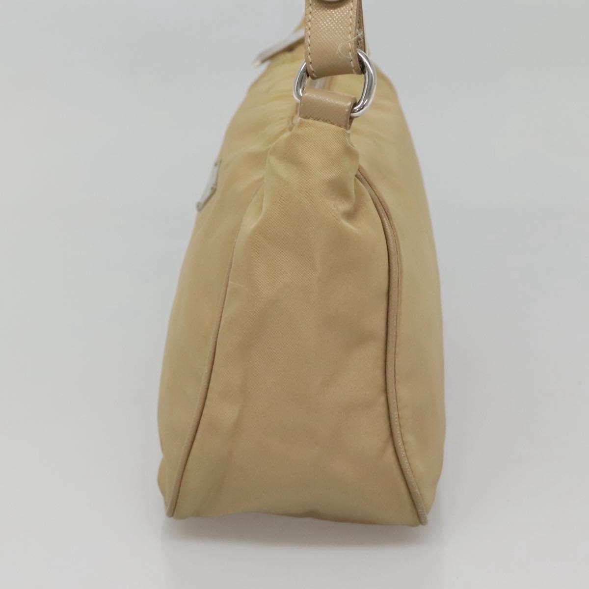 Prada PRADA Shoulder Bag Nylon Beige Silver Authentic 120952