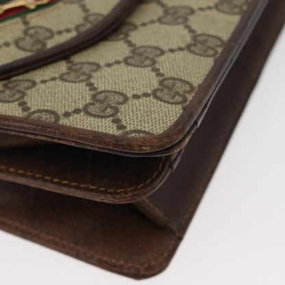 Gucci GUCCI GG Supreme Web Sherry Line Shoulder Bag PVC Leather Beige Gold Authentic 100377
