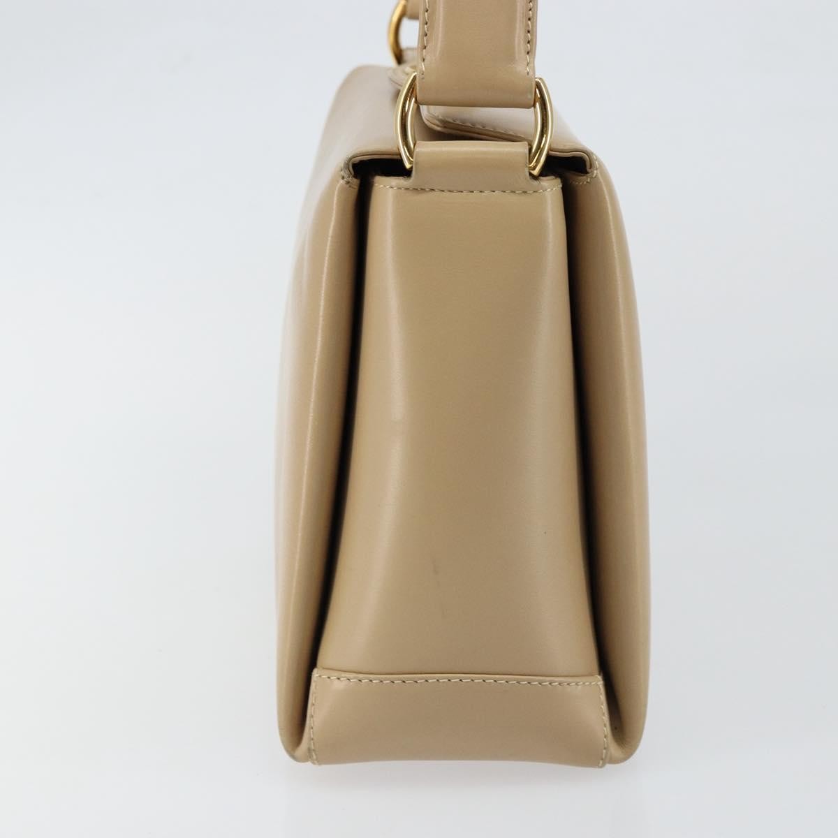 Gucci GUCCI Shoulder Bag Leather Beige Gold Authentic ep11343