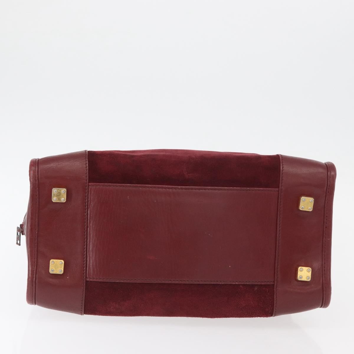 Loewe LOEWE Anagram Hand Bag Suede Leather Bordeaux Gold Authentic bs34369