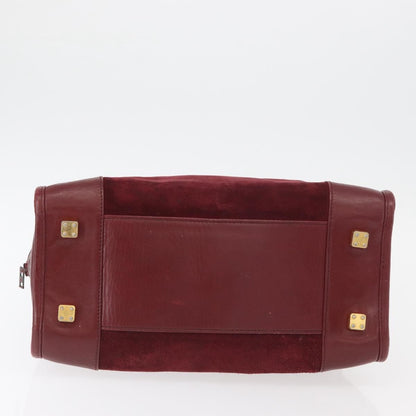 Loewe LOEWE Anagram Hand Bag Suede Leather Bordeaux Gold Authentic bs34369