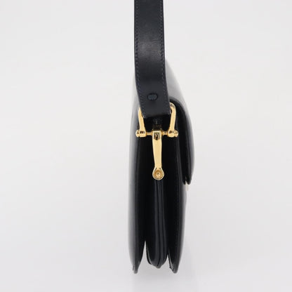 Celine CELINE Horse Carriage Shoulder Bag Leather Navy Gold Authentic 162409