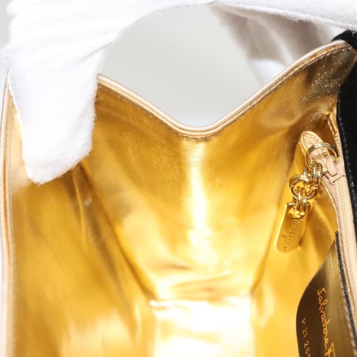 Salvatore Ferragamo Salvatore Ferragamo Vala Hand Bag Satin Beige Gold Authentic BA2675