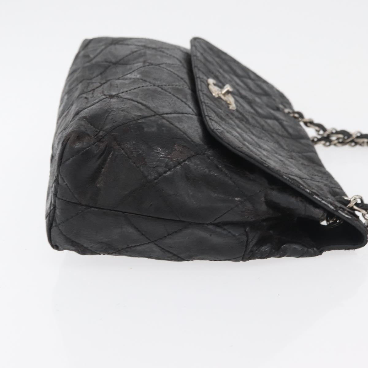Chanel CHANEL Matelasse Chain Shoulder Bag Patent leather Black Silver CC Authentic 158095