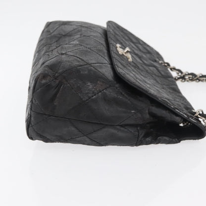 Chanel CHANEL Matelasse Chain Shoulder Bag Patent leather Black Silver CC Authentic 158095