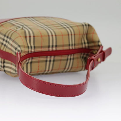 Burberry BURBERRY Nova Check Shoulder Bag Canvas Leather Beige Gold Red Authentic 98900