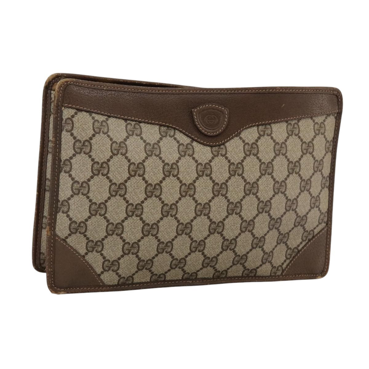 Gucci GUCCI GG Supreme Clutch Bag PVC Beige Authentic yk16830