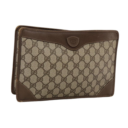Gucci GUCCI GG Supreme Clutch Bag PVC Beige Authentic yk16830