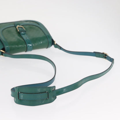 Gucci GUCCI Micro GG Canvas Shoulder Bag Enamel Outlet Turquoise Blue Gold Authentic ka641