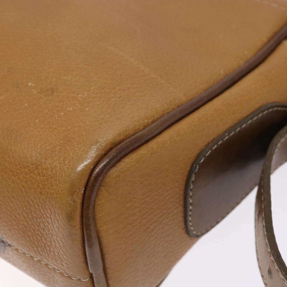 Loewe LOEWE Shoulder Bag Leather Brown Gold Authentic am8960