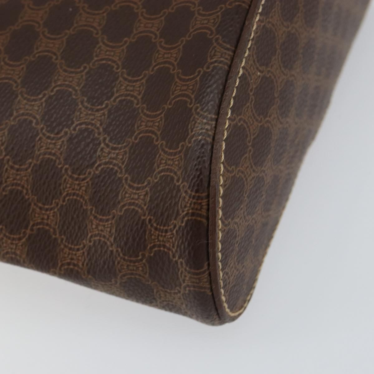 Celine CELINE Macadam Canvas Hand Bag PVC Leather Brown Gold Authentic 153900