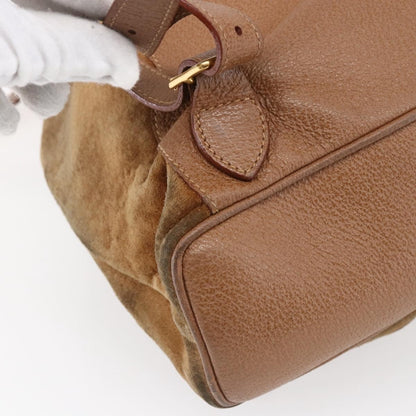 Gucci GUCCI Bamboo Backpack Suede Brown Gold 003 2058 0016 Authentic 148819 Bag