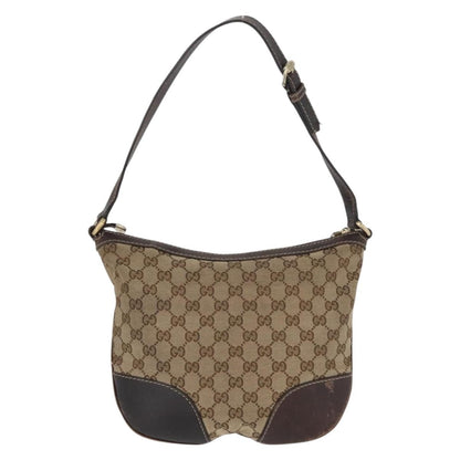 Gucci GUCCI GG Canvas Shoulder Bag Beige Gold 257072 Authentic gh1853