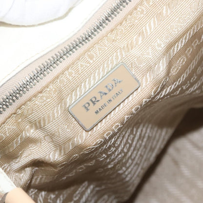 Prada PRADA Tote Bag Canvas Leather Beige Silver Authentic 160268