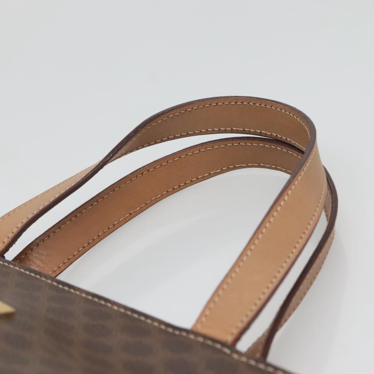 Celine CELINE Macadam Canvas Hand Bag PVC Leather 2way Brown Gold Authentic 123320