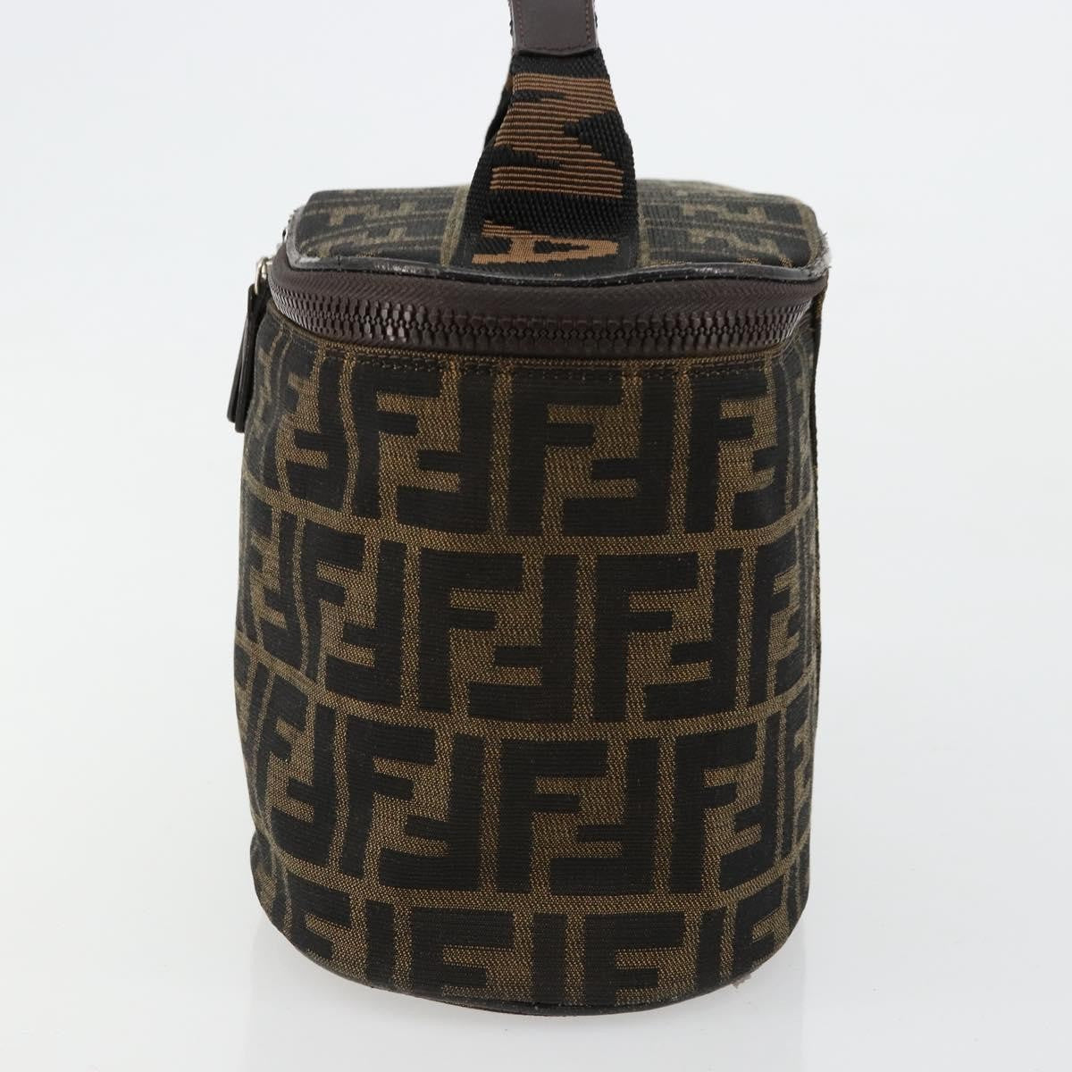 Fendi FENDI Zucca Canvas Vanity Hand Bag Black Brown Authentic 180329