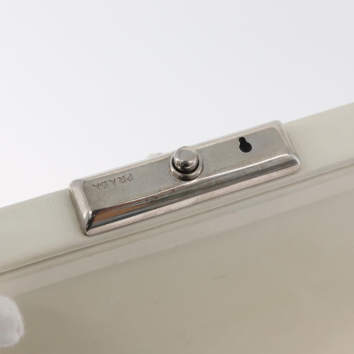 Prada PRADA Hand Bag Leather White Silver Authentic 178207
