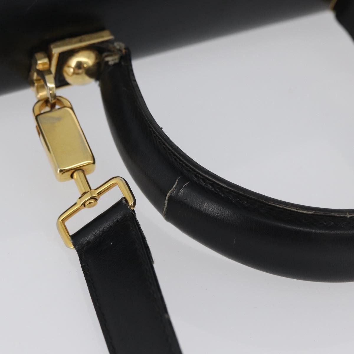 Salvatore Ferragamo Salvatore Ferragamo Gancini Hand Bag Leather 2way Black Gold Authentic ARZ228