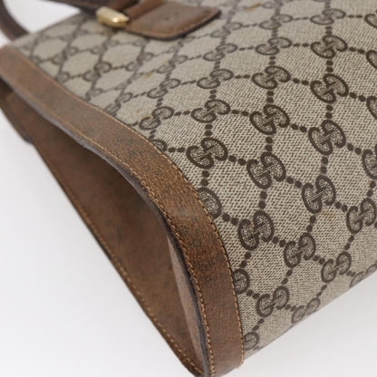 Gucci GUCCI GG Supreme Hand Bag PVC Beige Gold Authentic 150024