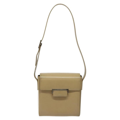 Saint Laurent SAINT LAURENT Shoulder Bag Leather Beige Silver Authentic bs23487