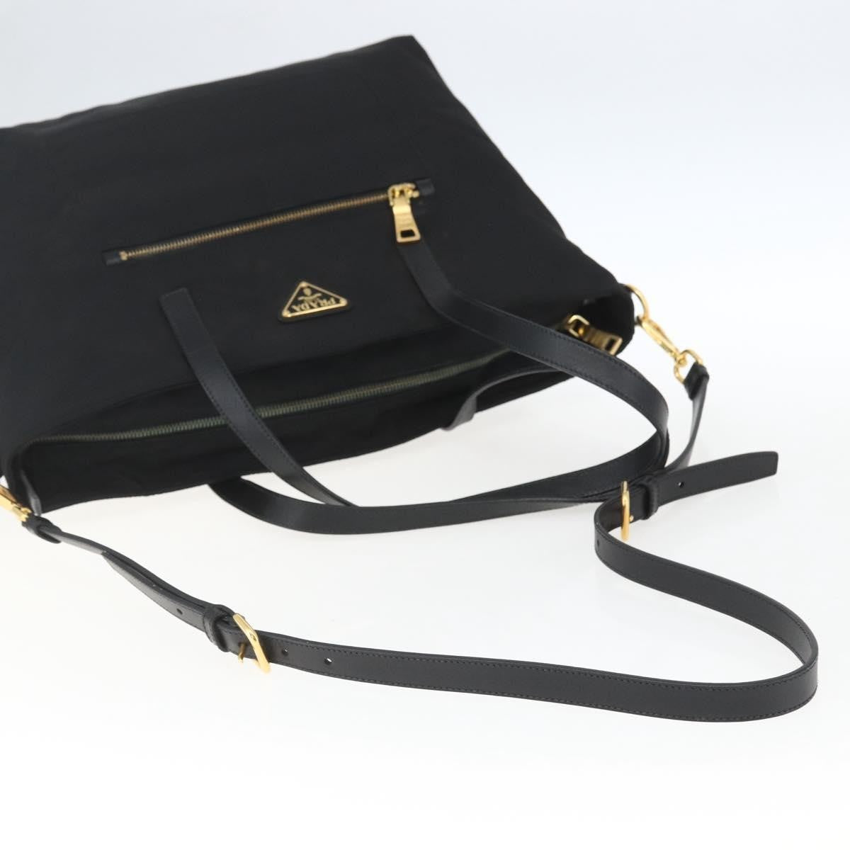 Prada PRADA Tote Bag Nylon 2way Black Gold Authentic ep12892