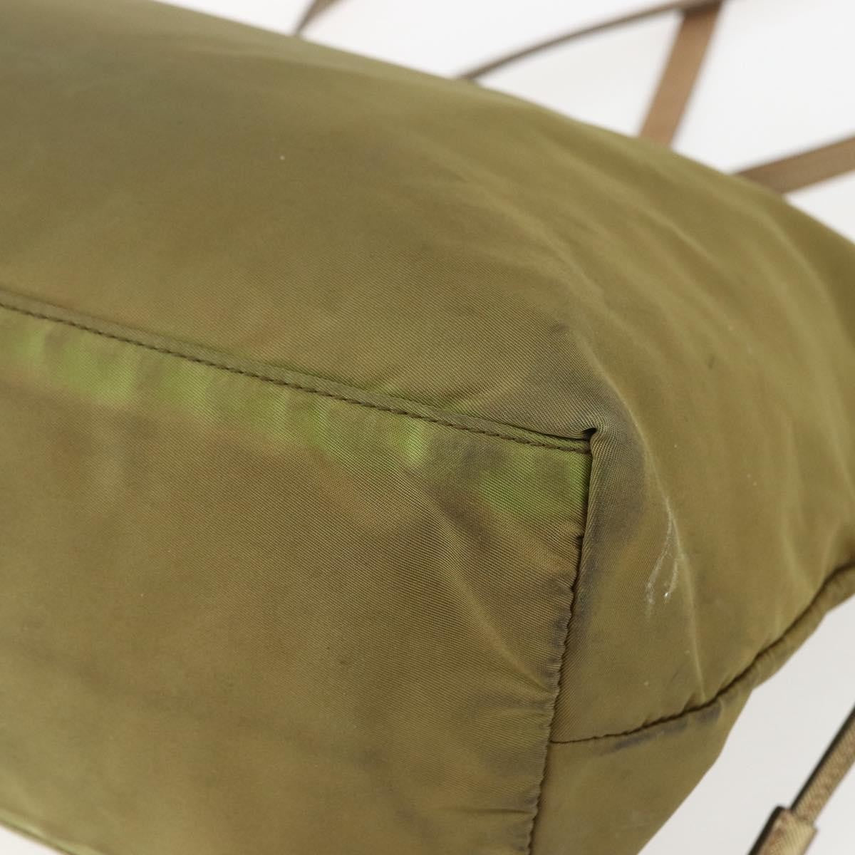 Prada PRADA Hand Bag Nylon Khaki Gold Authentic 159131