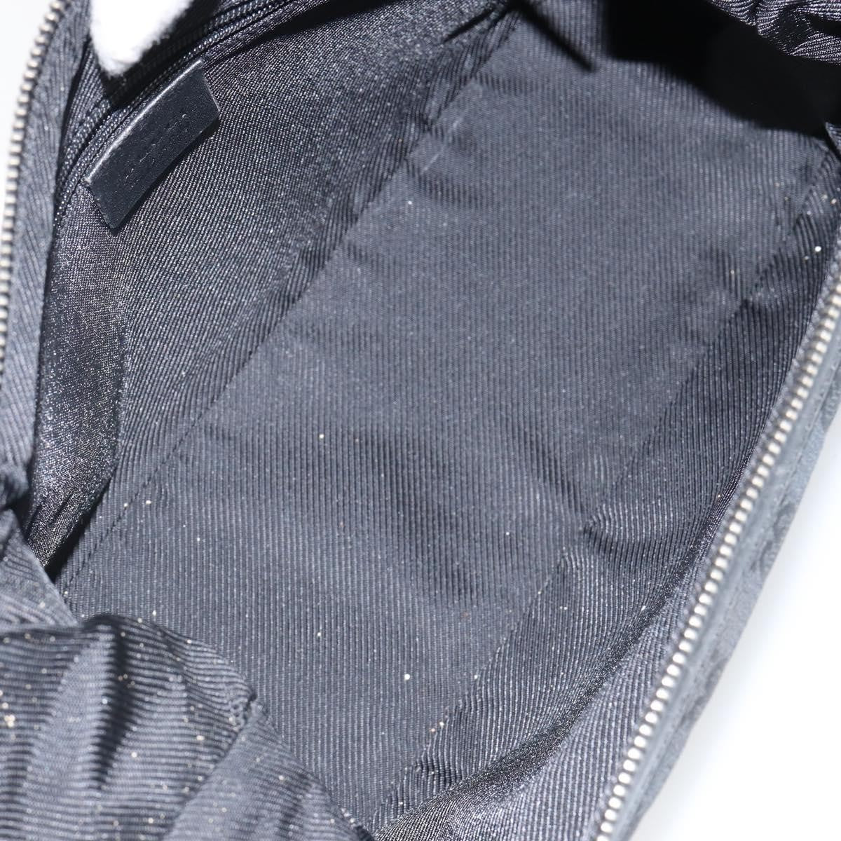 Gucci GUCCI GG Canvas Shoulder Bag Black Silver 001 4302 Authentic 144270