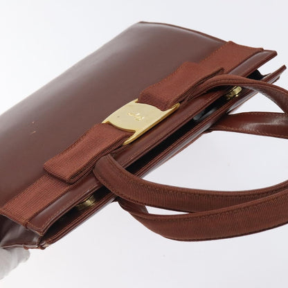Salvatore Ferragamo Salvatore Ferragamo Hand Bag Leather 2way Brown Gold Authentic hk2487