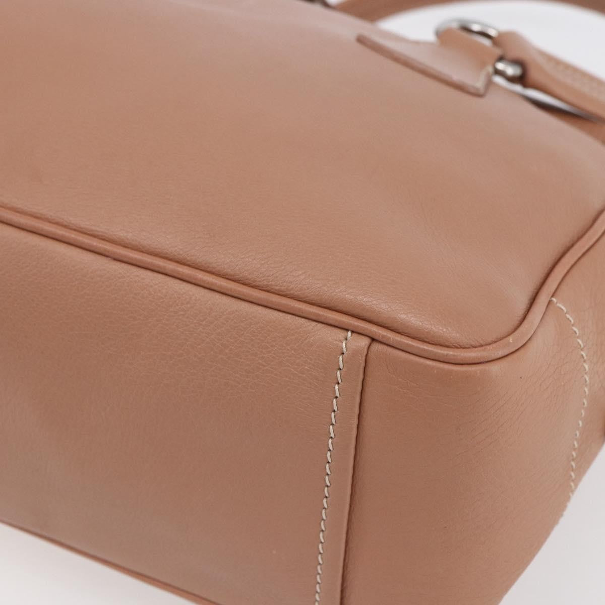 Prada PRADA Hand Bag Leather Silver Beige Authentic ka117