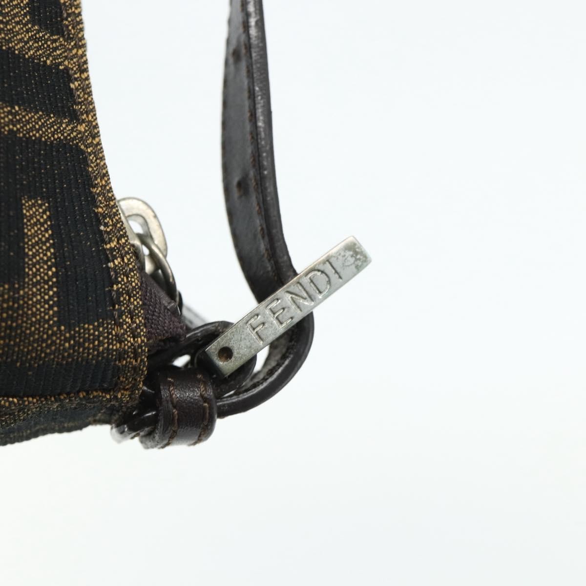 Fendi FENDI Zucca Canvas Hand Pouch Black Brown Authentic 168880 Bag