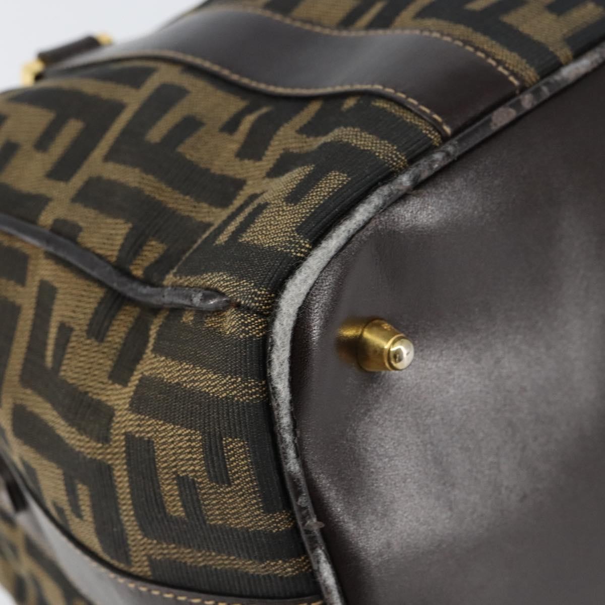 Fendi FENDI Zucca Canvas Hand Bag Black Brown gold Authentic 155701