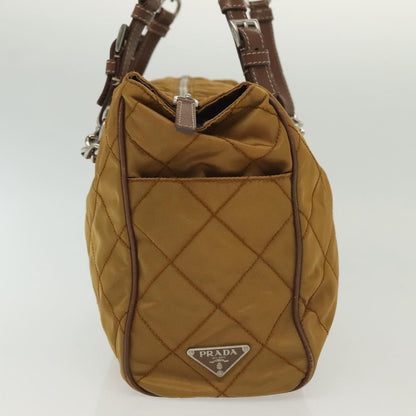 Prada PRADA Chain Shoulder Bag Nylon Beige Silver Authentic 140091