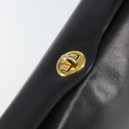 Gucci GUCCI Shoulder Bag Leather Black Gold Authentic mr1988
