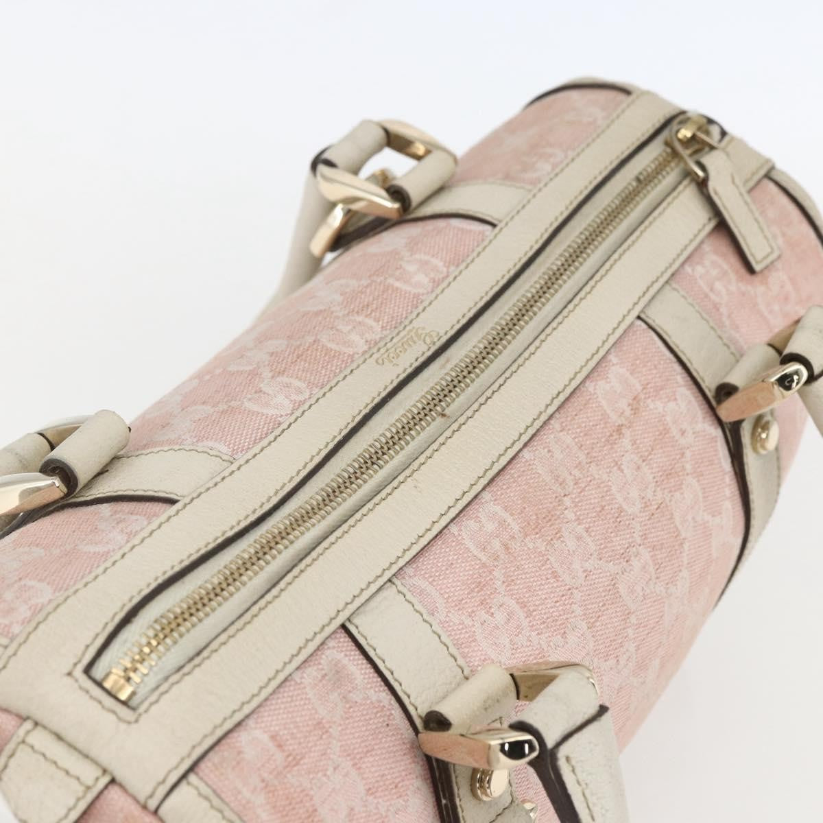 Gucci GUCCI GG Canvas Hand Bag Outlet Pink Gold 130942 Authentic 160602