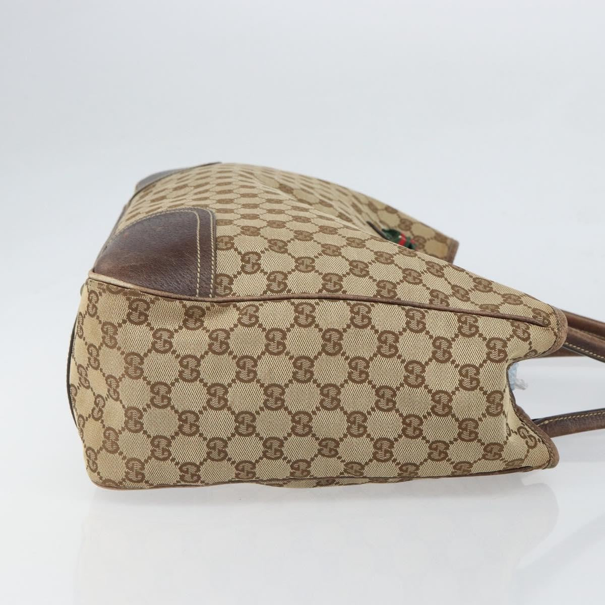 Gucci GUCCI GG Canvas Web Sherry Line Pretty Tote Bag Beige Gold 161719 Authentic 168420