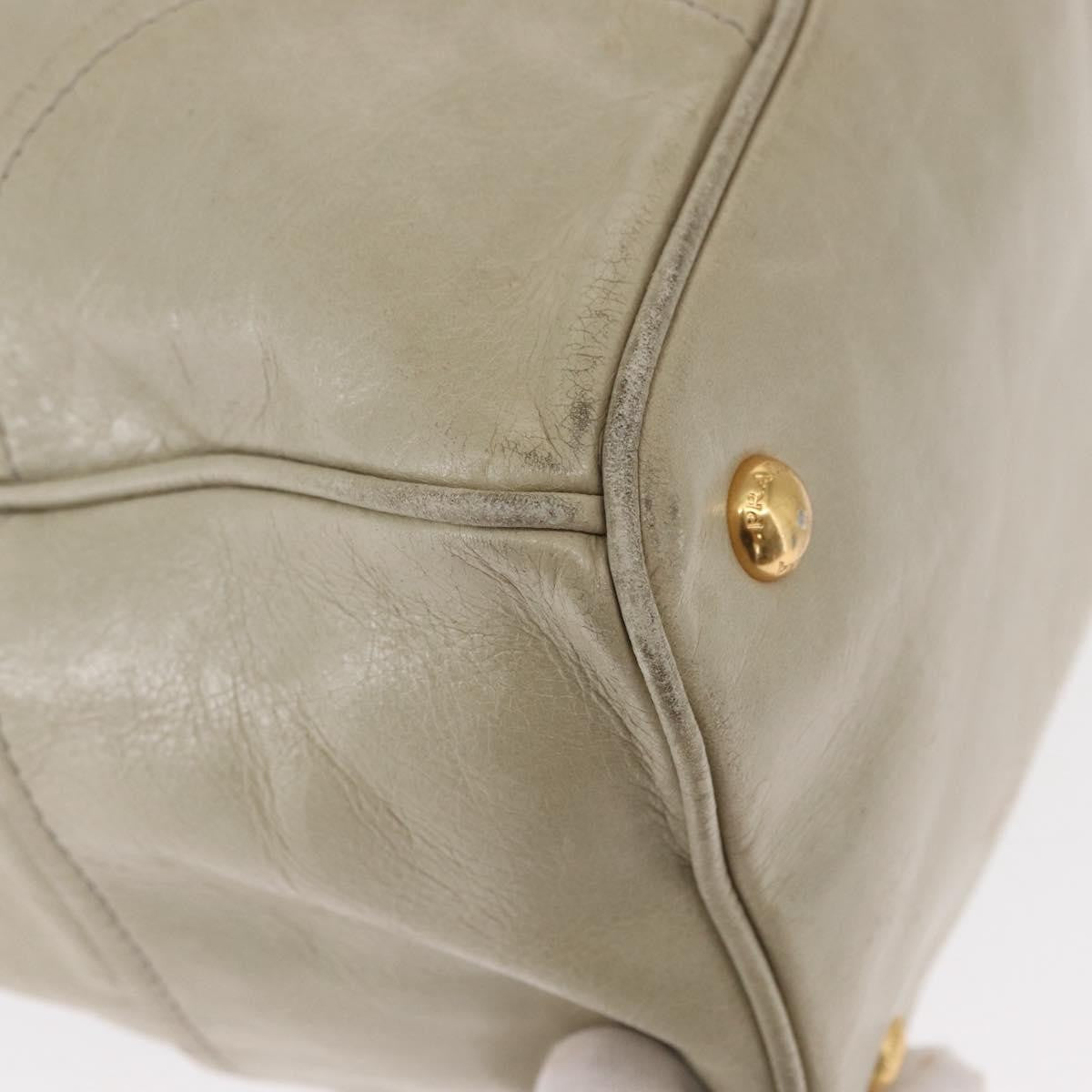 Prada PRADA Hand Bag Leather 2way Beige Gold Authentic ka1369