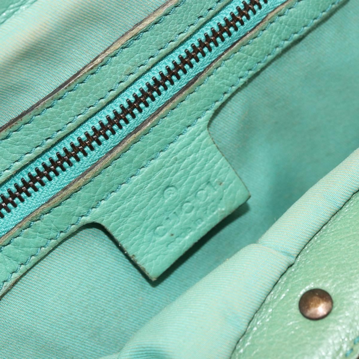 Gucci GUCCI Bamboo Shoulder Bag Leather Green Gold 124293 Authentic 180305A