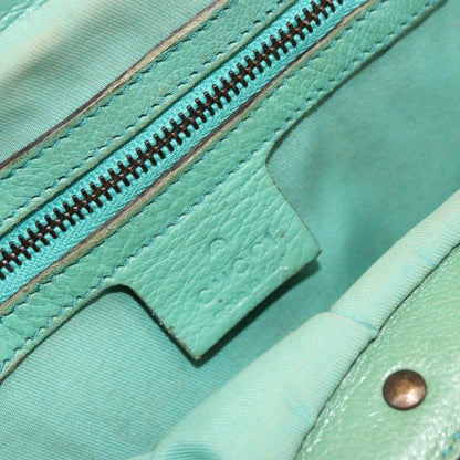 Gucci GUCCI Bamboo Shoulder Bag Leather Green Gold 124293 Authentic 180305A