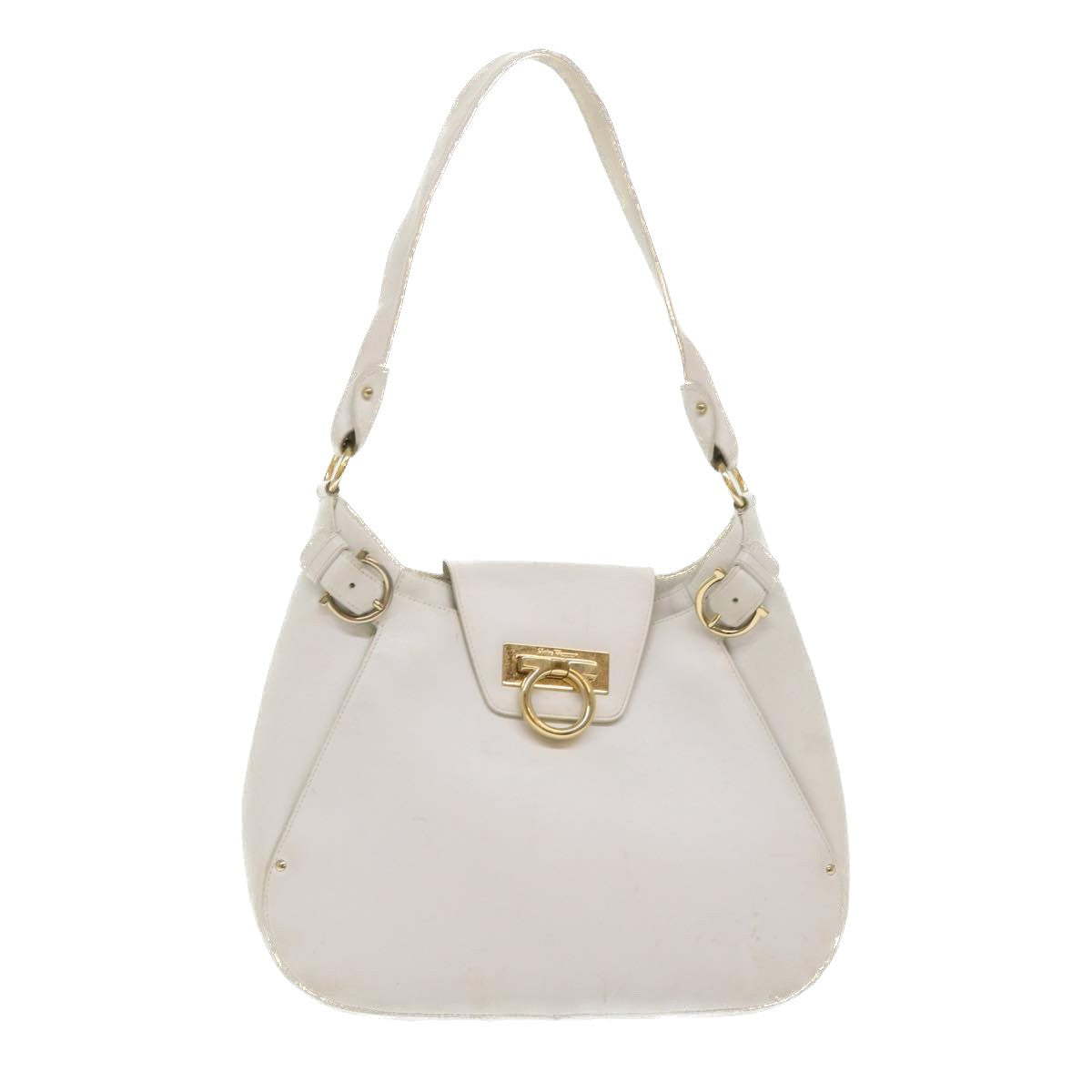 Salvatore Ferragamo Salvatore Ferragamo Gancini Shoulder Bag Leather White AU-21/4407 Authentic am4652