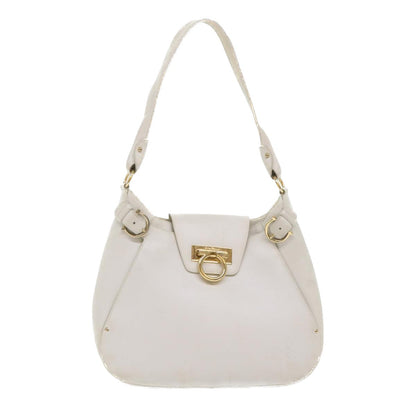 Salvatore Ferragamo Salvatore Ferragamo Gancini Shoulder Bag Leather White AU-21/4407 Authentic am4652