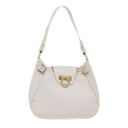 Salvatore Ferragamo Salvatore Ferragamo Gancini Shoulder Bag Leather White AU-21/4407 Authentic am4652