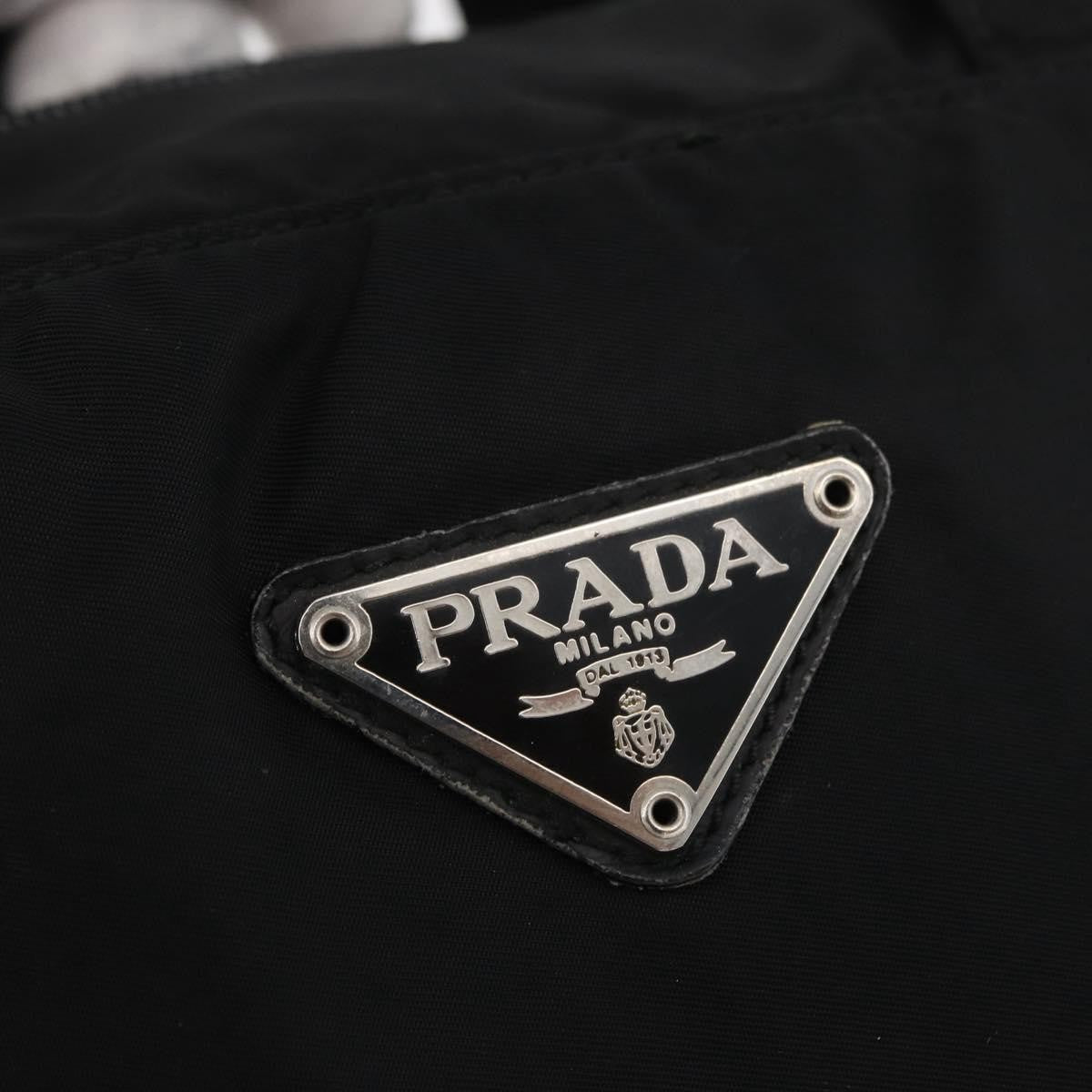 Prada PRADA Hand Bag Nylon Black Silver Authentic bs35154